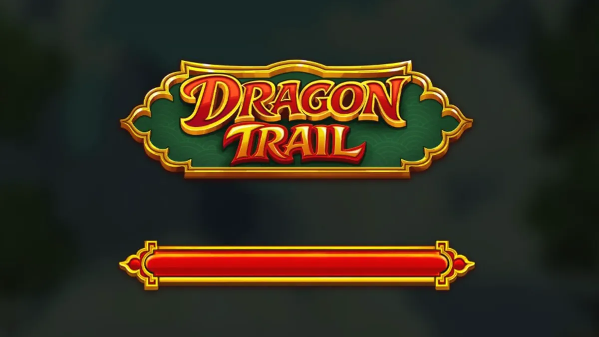 Interface do slot Dragon Trail com dragões dourados e pagode ao fundo